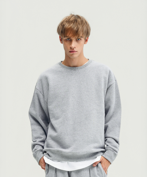Хлопковый оверсайз свитшот 500г — Melange Grey