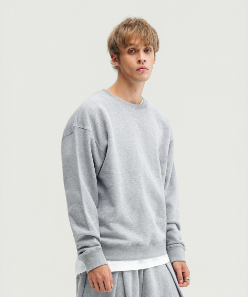 Хлопковый оверсайз свитшот 500г — Melange Grey