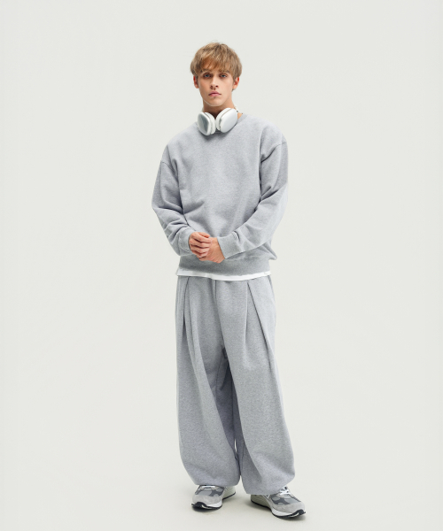 Хлопковый оверсайз свитшот 500г — Melange Grey