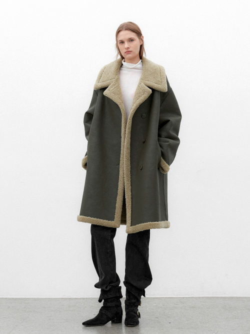 (CT-1476)CALM REVERSIBLE HALF COAT MUSTANG
