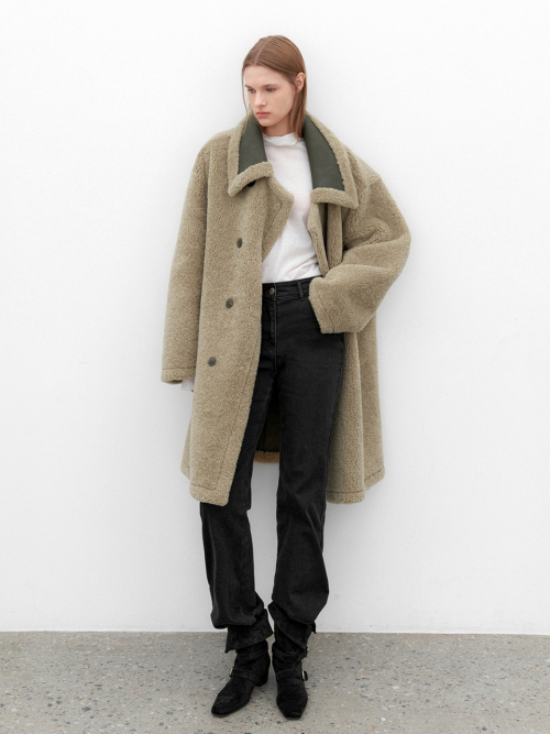 (CT-1476)CALM REVERSIBLE HALF COAT MUSTANG