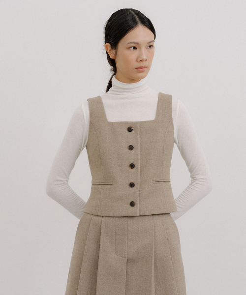 HERRINGBONE WOOL VEST_2COLOR