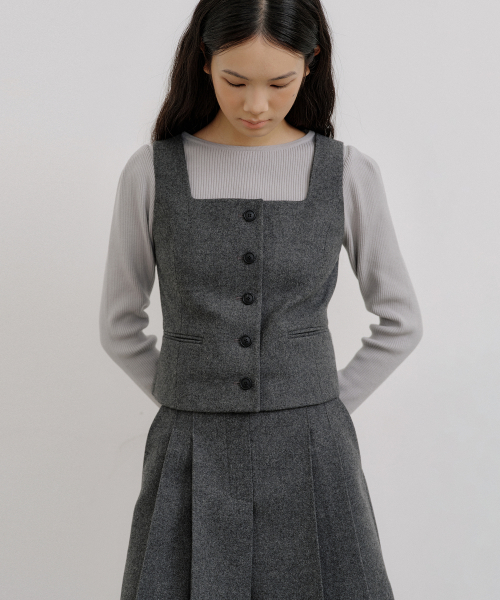 HERRINGBONE WOOL VEST_2COLOR