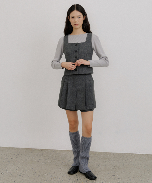 HERRINGBONE WOOL VEST_2COLOR