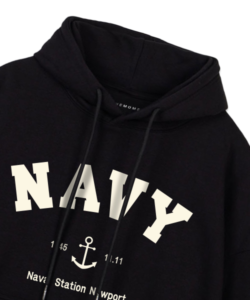 Оверсайз худи US Navy со спущенным плечом_Black
