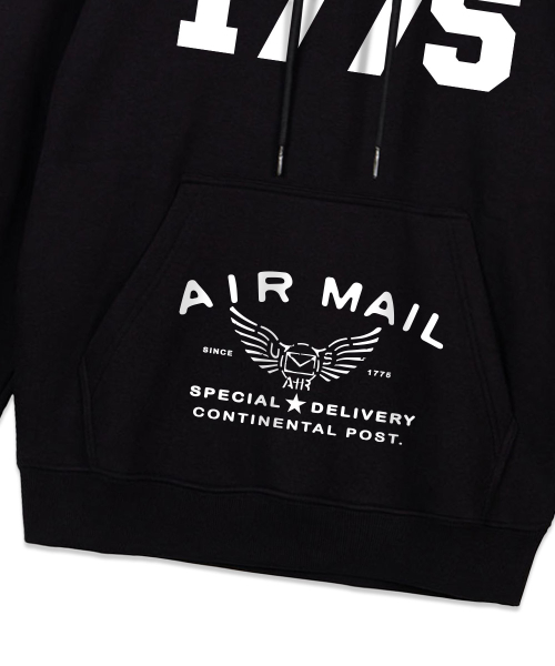 Оверсайз худи Airmail со спущенным плечом_Black