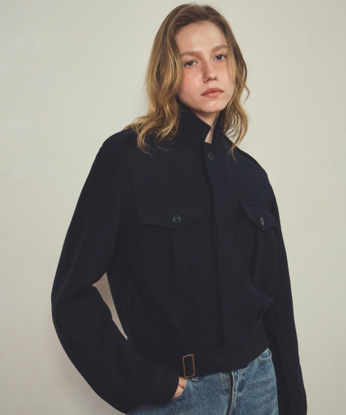 wool темно-синий short jacket_Navy