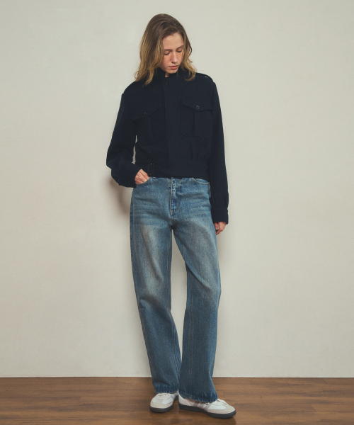 wool темно-синий short jacket_Navy