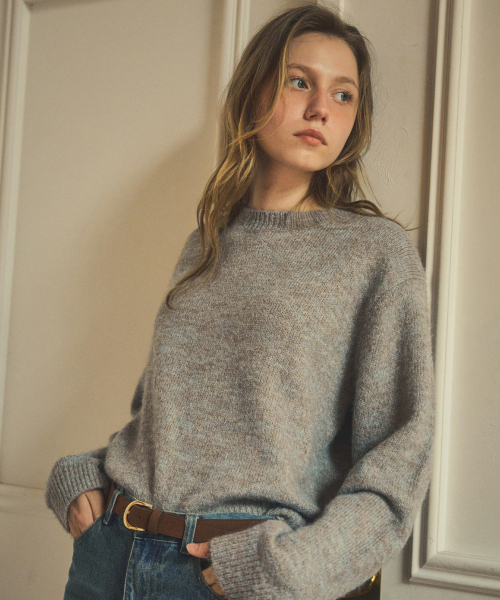 mixed Yarn hairy round knit_3COLOR