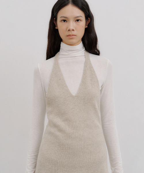 WOOL HALTER KNIT TOP_2COLOR