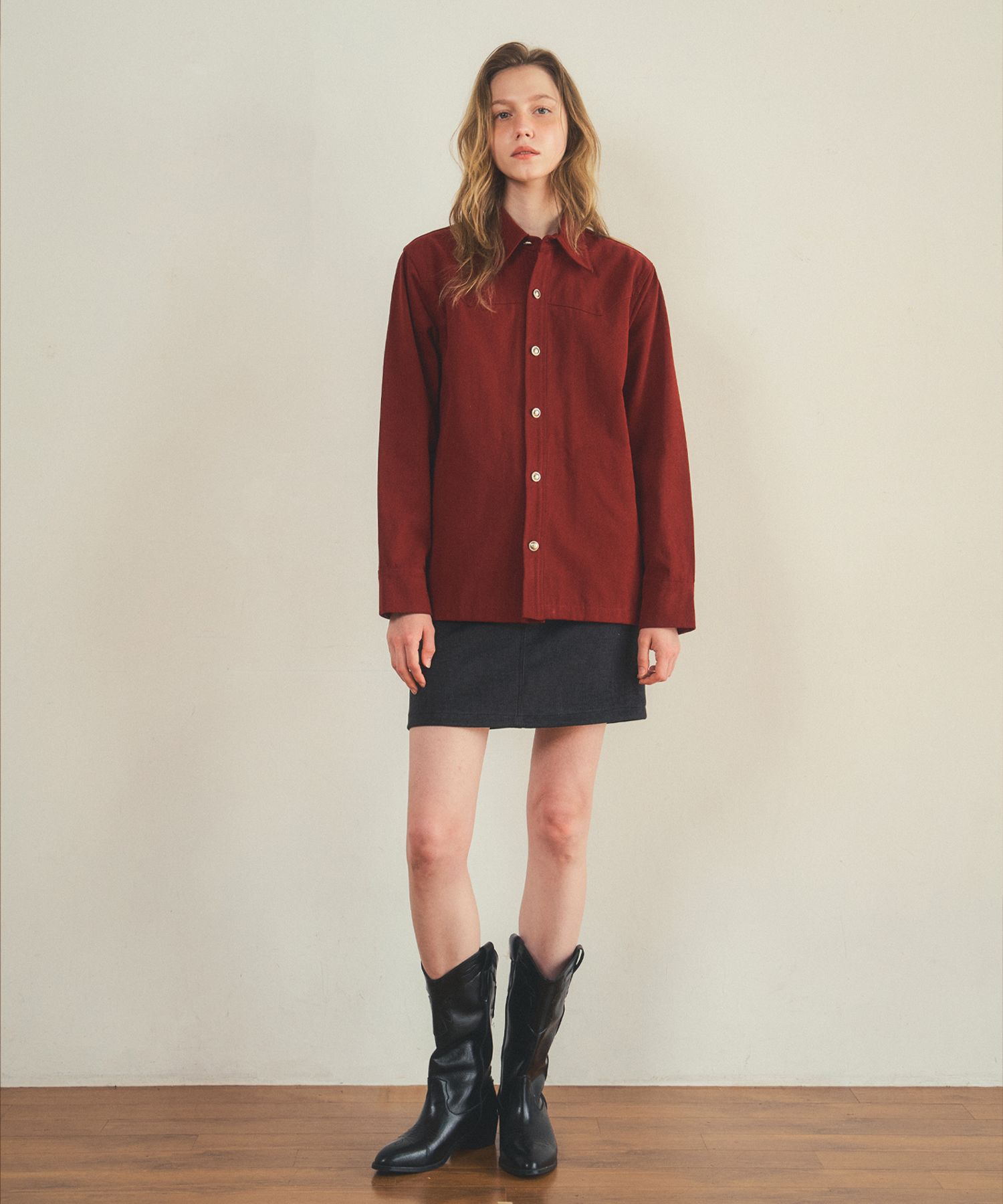 western pitch shirt_Burgundy