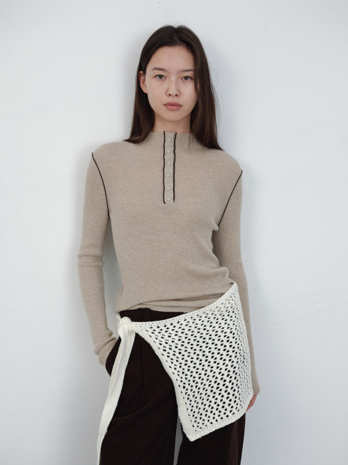 Wool Blend Henry Neck Knit пуловер (2color)