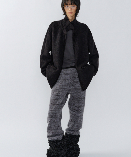 шерстяной TOGGLE REVERSIBLE KNIT COAT, BLACK
