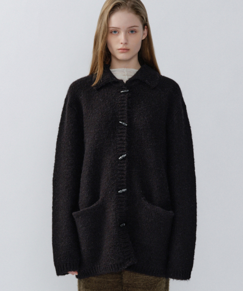 шерстяной TOGGLE REVERSIBLE KNIT COAT, BLACK