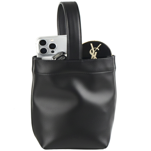 Mini leather bucket bag