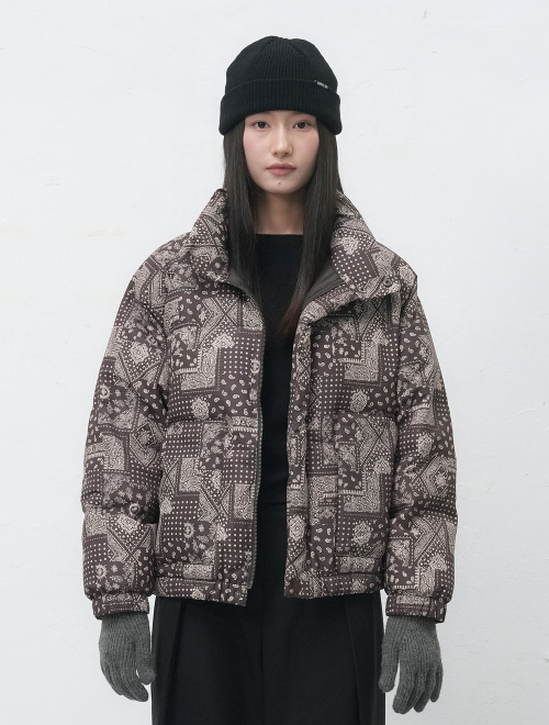 Пуховик с пейсли-принтом Airmix [Dark Brown] SBE4U07016