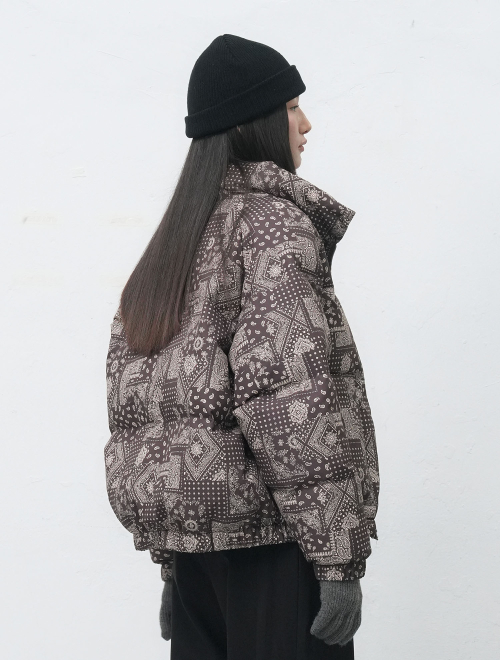 Пуховик с пейсли-принтом Airmix [Dark Brown] SBE4U07016