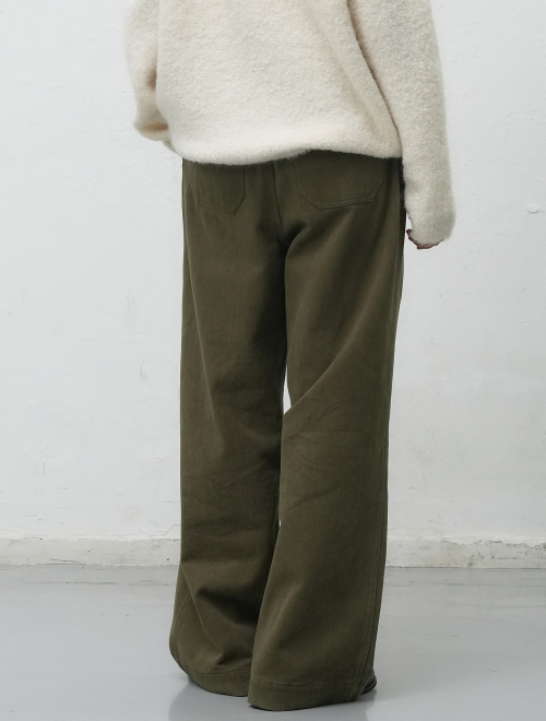 Широкие хлопковые брюки с двойной складкой [Khaki] WBE4L11516