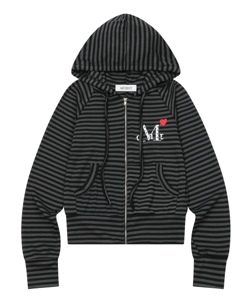 Худи на молнии в полоску с мини-сердечком (2 colors)