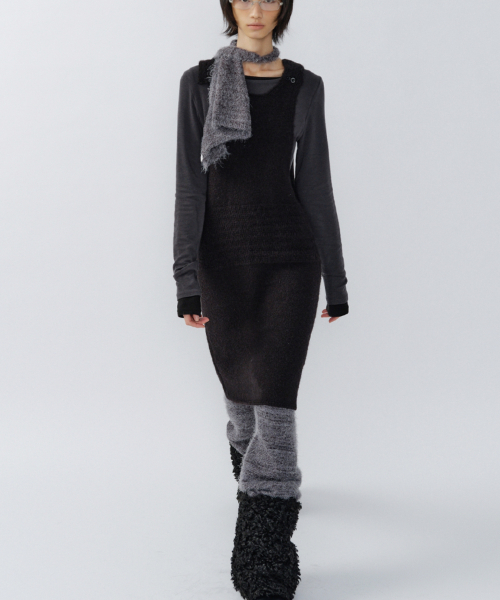 HAIRY шерстяной MUFFLER KNIT TOP, MIX GREY