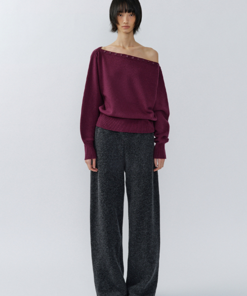 MERINO шерстяной BUTTON KNIT, PLUM