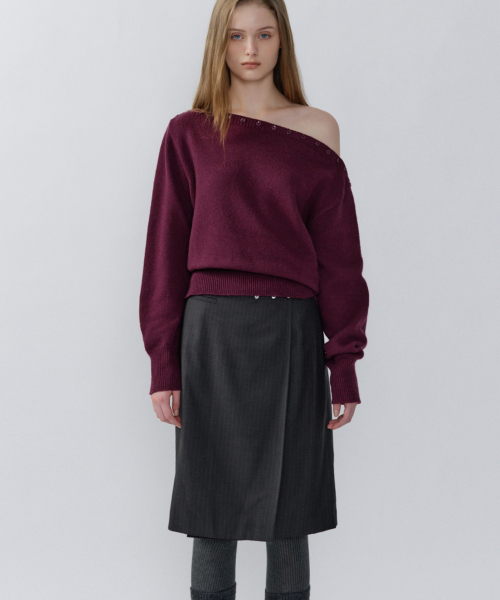 MERINO шерстяной BUTTON KNIT, PLUM