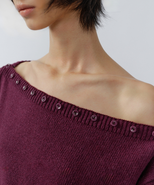 MERINO шерстяной BUTTON KNIT, PLUM