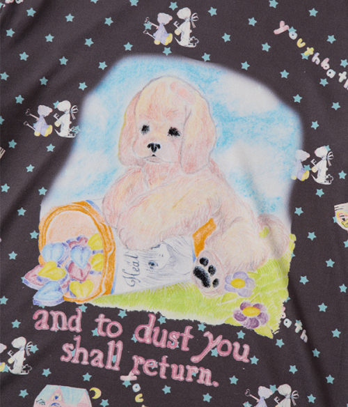 High Neck Shirring Tee_Dog Choco