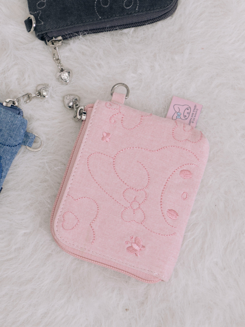 Denim Keyring Card Wallet My Melody Washed Pink