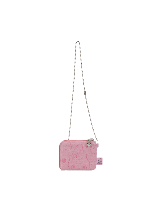 Denim Keyring Card Wallet My Melody Washed Pink