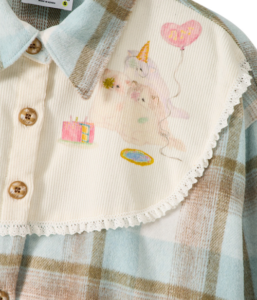 Bib Front Check Overshirt_Mint