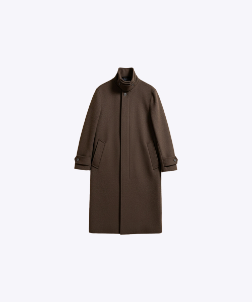 шерстяной Blend Balmacaan Long Coat Brown