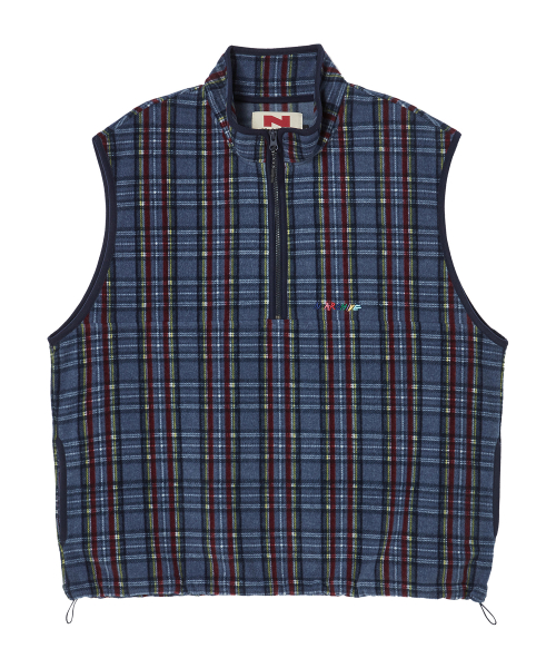 Флисовый анорак Retro Check Unique Logo Navy