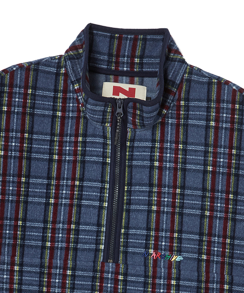 Флисовый анорак Retro Check Unique Logo Navy