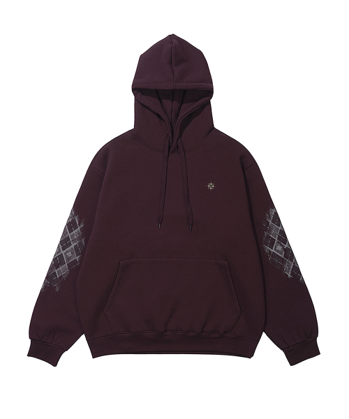 Худи с клетчатыми вставками Burgundy