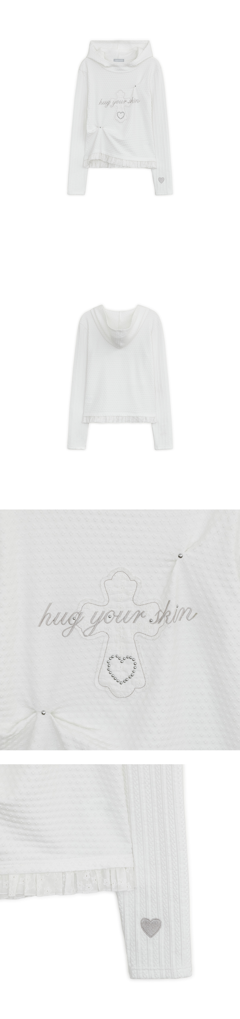 LACE HOOD TEE - 2 COLORS WHITE