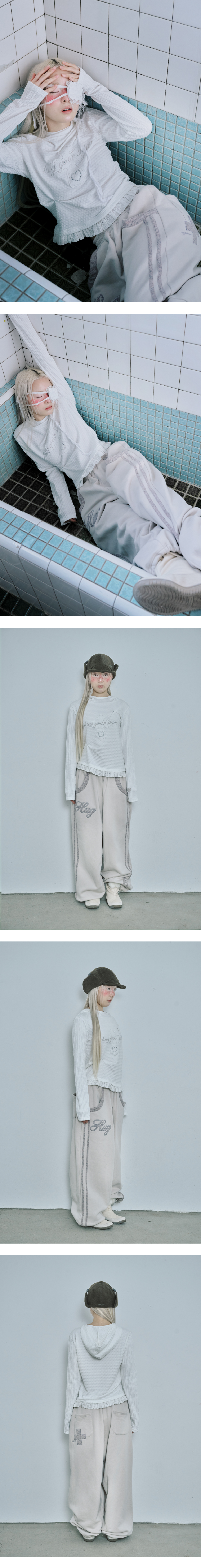 LACE HOOD TEE - 2 COLORS WHITE