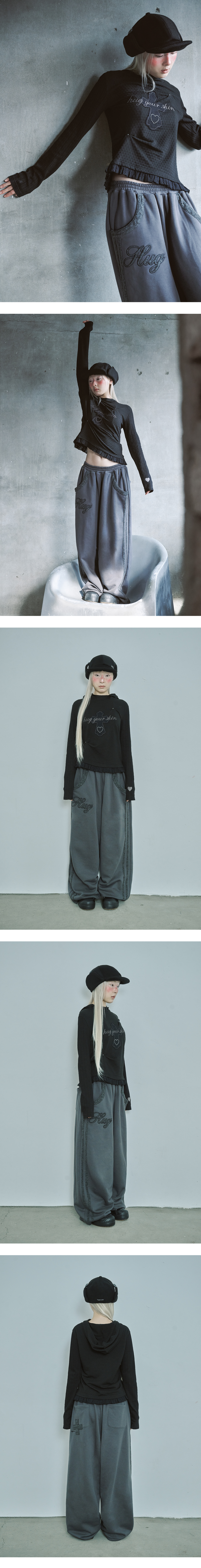 LACE HOOD TEE - 2 COLORS BLACK