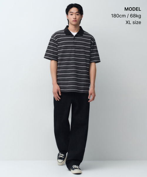 MULTI STRIPE POLO SHIRT [BLACK]