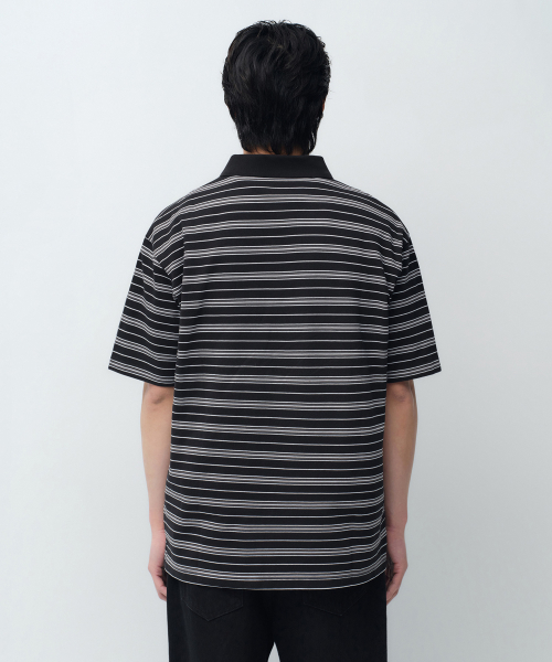 MULTI STRIPE POLO SHIRT [BLACK]