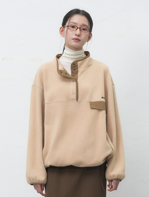 UNISEX Мягкий флисовый анорак с высоким воротником SET [Beige] SBE4U02010