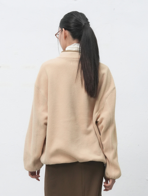 UNISEX Мягкий флисовый анорак с высоким воротником SET [Beige] SBE4U02010