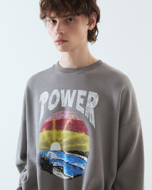 Pigment printed sweatshirt / GRAY