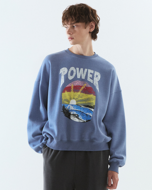 Pigment printed sweatshirt / BLUE
