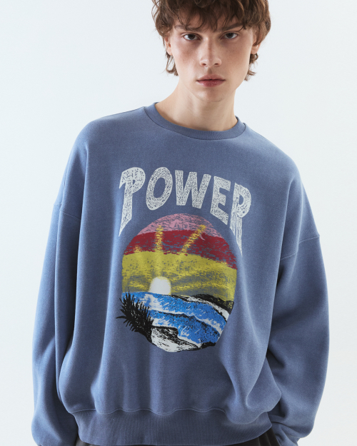 Pigment printed sweatshirt / BLUE