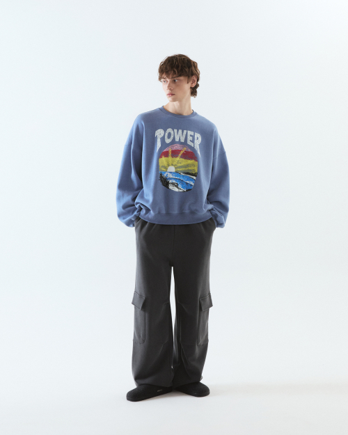 Pigment printed sweatshirt / BLUE