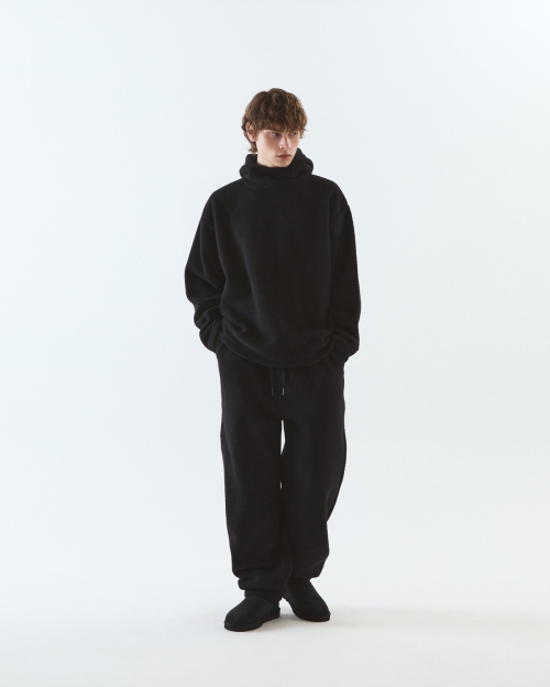 Fleece hooded t-shirt / BLACK