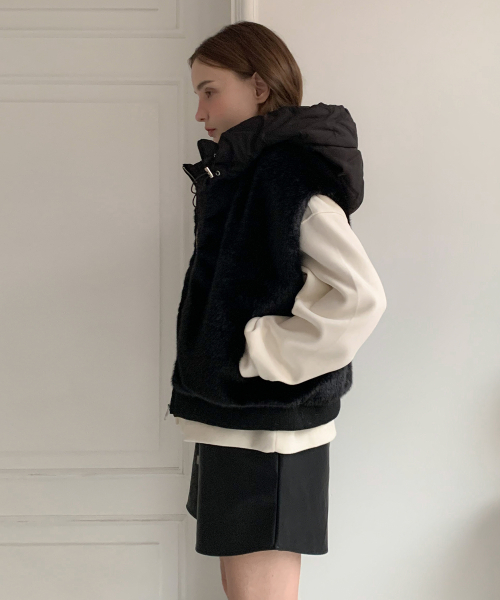 Hoodie Fake Fur Zip-Up жилет (2colors)
