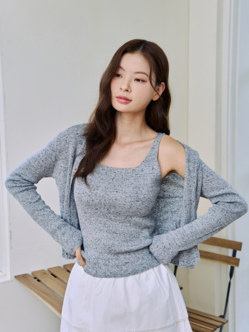 Комплект из топа на бретелях и кардигана Grian (Grey)