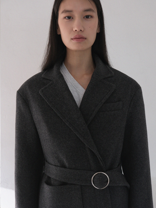 CLASSIC LONG COAT WITH RING BELT (GRAY)